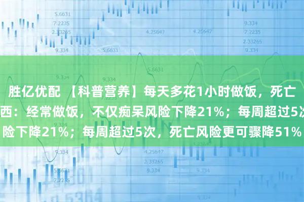 胜亿优配 【科普营养】每天多花1小时做饭，死亡风险直降20%？川大华西：经常做饭，不仅痴呆风险下降21%；每周超过5次，死亡风险更可骤降51%
